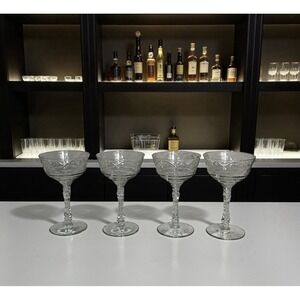 4 vintage Rock Sharpe crystal Artic Rose champagne /‎ Sorbet wine glasses 6 oz.